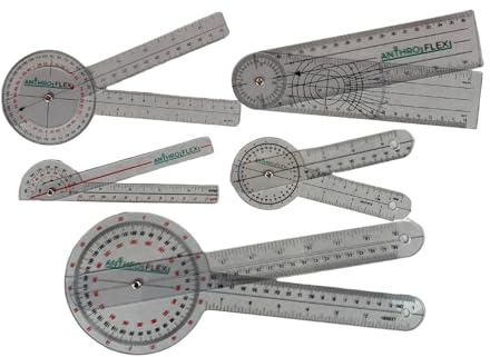 AnthroFlex 6-teiliges Goniometer Set: 30, 20, 15, 17 Zentimeter, Finger, Rückgrat - für Physiotherapie