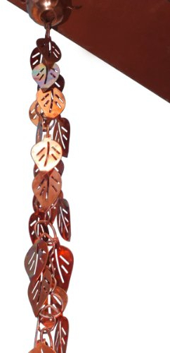 Monarch Rain Chains Kaskadierende Blätter-Regenkette aus reinem Kupfer, 2,5 m, dekorative Regenfängerkette für Dachrinnen, Regenketten für den Außenbereich, Ersatz-Fallrohr