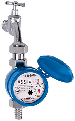 Cornat Wasserzähler für Auslaufventil 3/4 / Wassermengenzähler / Wasserverbrauch / WZA12 Silber
