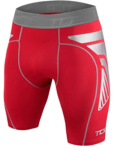 TCA Boys' CarbonForce Pro Compression Base Layer Shorts – Youth Thermal Under Gear for Sports, Football, PE & Training - Team Red, 10-12 Years