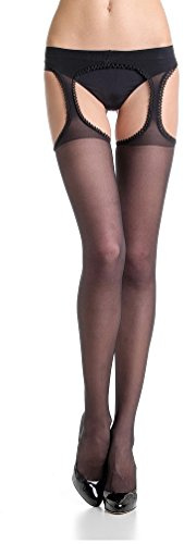 Fiore Luxury - collant autoreggenti 20 denari – disponibili nei colori nero, bianco, marrone chiaro o rosso Black Medium