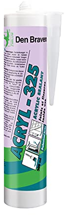 Den Braven Acryl 325 - Mastic Acrylique Joints et Fissures – Intérieur – Pour Escaliers, Murs, Plafonds, Plinthes, Fenêtres, Béton ... – Tous Matériaux – Couleur Gris – Cartouche de 300 ml