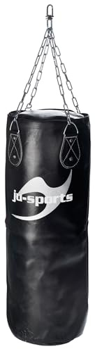 Ju-Sports Boxsack hängend Ø 35cm I Sandsack Echt Leder Profi für das Box Training I Sehr stabil mit Kette + Drehwirbel, Kette verdreht Sich Nicht I Größe: 90 cm