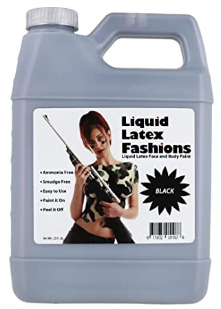 Black 32 Oz - Liquid Latex Body Paint, Ammonia Free No Odor, Easy On and Off, Cosplay Makeup, Creates Professional Monster, Zombie Arts