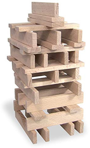 Batibloc Classic 100 Planchettes de Construction en Bois Enfant Dès 2 Ans, Marron