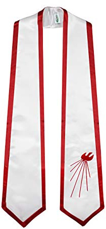 IvyRobes Descending Dove Confirmation Stoles White End with Red Trim
