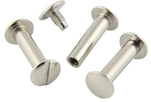 KLEBESHOP24 Buchschrauben vernickelt 15 mm, 50 Stück | Für Speisekarten, Musterbücher, Mappen, Alben und Bastelarbeiten