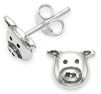 Heather Needham Sterling Silver Pig face Stud Earrings - SIZE: TINY TINY - 5mm Gift Boxed 5115