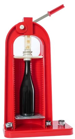 Rigamonti Crown and Cork Säulen-Verschließmaschine für Kronkorken oder Korken mit einem Durchmesser von 26,5 mm oder 28,5 mm. Verstellbare Halterung für Flaschen in verschiedenen Größen.