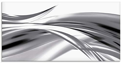 ARTland Wanddeko Glasbilder Wandbild Glas Bild einteilig 60x30 cm Querformat Abstrakte Kunst Welle Rauch Abstrakt Grau S7KX