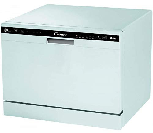 Candy CDCP 6/E - Lavavajillas pequeño, Altura 43,8 cm, 6 servicios, 6 Programas, Sistema antidesbordamiento, Inicio diferido, Clase A+A, 51dB, Color Blanco