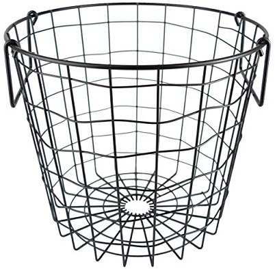 DII Metal Wire Utility Storage Bin, Small Round, 12x12x10, Black