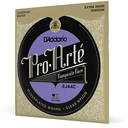 D'Addario Guitar Strings - Pro-Arte Classical Guitar Strings - EJ44C - Nylon Guitar Strings - Silver Plated Wrap, Composite Core, Clear Nylon Trebles - Extra-Hard Tension