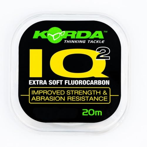 Korda IQ2 Extra Soft Fluorocarbon, weiche Vorfachschnur, nahezu unsichtbar unter Wasser, hohe Abriebfestigkeit, sinkendes Material, ideal fuer scheue Karpfen, flexible