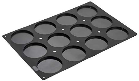Lurch 67112 FlexiGastro Backform aus 100% BPA-freiem Platin Silikon 12er Diskus, schwarz, 60 x 40 cm, Gastronomie