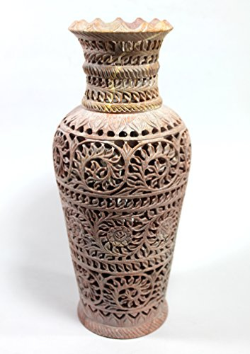 30 cm handsnidad indisk marmor blomvas kruka