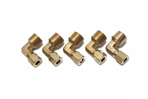 LTWFITTING 1/4-Inch OD x 3/8-Inch Male NPT 90 Degree Compression Elbow,Brass Compression Fitting(Pack of 5)