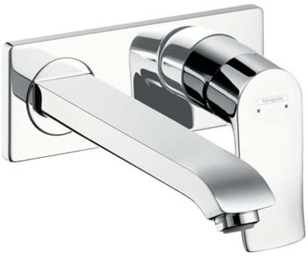 hansgrohe wassersparender Wasserhahn Metris Unterputz (Armatur mit Auslauf Länge 225mm, Wandmontage) Chrom
