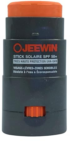 JEEWIN Stick Protecteur Solaire SPF50+ Visage et Lèvres waterproof 12 g (ORANGE)