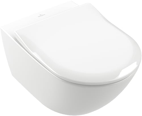 Villeroy & Boch WC-Sitz Subway 2.0 SlimSeat - Toilettendeckel Weiß glänzend mit Absenkautomatik - Abnehmbarer, ultraflacher Toilettensitz aus Duroplast - Klodeckel D-Form - Original Ersatzteil