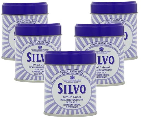 Silvo Tarnish Guard Metal Polish Wadding for Silver, Gold, Aluminum, Chrome, Electroplate - Longer Lasting Shine (Pack of 5)