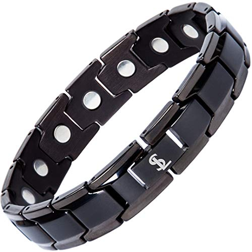 Smarter LifeStyle Elegantes Magnetisches Therapie-Armband Aus Titan Schmerzlinderung Für Arthritis Und Karpaltunnelsyndrom Schwarz Für Herren Und Frauen