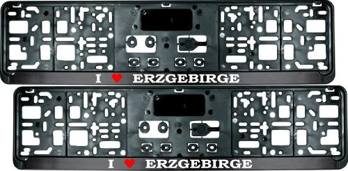 Kennzeichenhalter - Satz (2 Stück)! - mit Spruch I (Love) ERZGEBIRGE - Nummernschildhalter - Fun