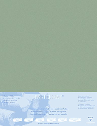 Clairefontaine 496019C Packung (mit 5 Zeichenbögen Pastelmat auf Karton kaschiert 1800 µm, 50 x 70 cm, ideal für Trockentechniken und Pastell) dunkelgrau