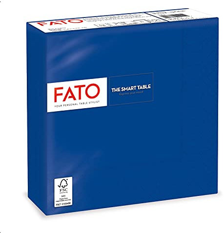 FATO Einweg-Papierservietten, Ideal für informelle Mittagessen und Buffets, Packung mit 50 Servietten, Größe 33x33, 4-fach gefaltet, 2-lagig, Farbe Mitternachtsblau, 100% reines Zellulosepapier