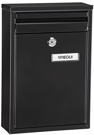 ARREGUI Zaguán E5754 Cassetta Postale Individuale in Acciaio, Cassetta Postale o Raccogliposta, Con 2 Feritoie, Cassetta Postale Da Esterno, Dimensione S (DIN A5), Facile da Montare, Nero