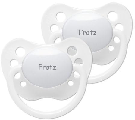 Namensschuller - NIP Schnuller mit Namen - Silikon Größe 1 - weiß - 2er Set