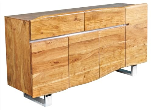 invicta INTERIOR riess-Ambiente.de Massives Baumstamm Sideboard Mammut 170cm Akazie Massivholz Industrial Chic Kufengestell aus Edelstahl Kommode Schrank