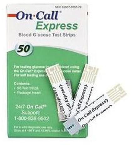 On Call Express Blood Glucose Diabetic Test Strips- 200 count Value Bundle (4boxof50)