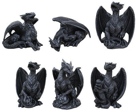 PTC 4 Inch Miniature Gargoyle Dragons Statue Figurines, Set of Six
