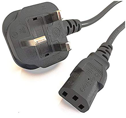 UK Power Lead - Kettle Mains Cable - IEC C13 H05VV-F 0.75mm² 3G 13A - For Monitor, TV, Computer, Printer, PC, Projector, Kettle and more - Length: 1M / 3.3ft