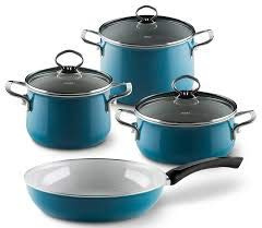 Riess, 0519-010, Starterset 4-teilig, AQUAMARIN EXTRA, Blau, Emaille, Made in Österreich, LBH: 28,5x48,5x24,0cm, 7,570kg, Induktionskocher kompatibel, Gasherd geeignet, Elektroherd geeignet