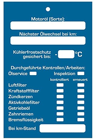 AUPROTEC Kundendienst Anhänger Serviceanhänger Werkstatt Spiegelanhänger Auswahl: 50 Stück, Anhänger Inspektionsanhänger