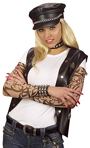 Widmann 7106S - Tattoo Ärmel, 3-fach sortiert, Biker, Kostüm, Accessoire, Mottoparty, Karneval