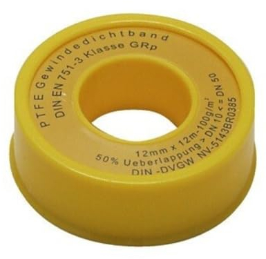 Schläfer 185110 | Nastro Sigillante in Teflon PTFE Fermit, Rotolo di Striscia Sigillante DVGW ad Alta Densità per Riparare Tubi, Rubinetti e Valvole, Dimensioni 12mm x 12mt, Colore Bianco