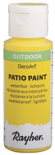 Rayher Hobby Rayher 38610160 Patio Paint, zitrone, Flasche 59 ml, wetterfeste Acrylfarbe für Den Außenbereich, lichtecht, Farbe für Innen und außen, Outdoor-Farbe