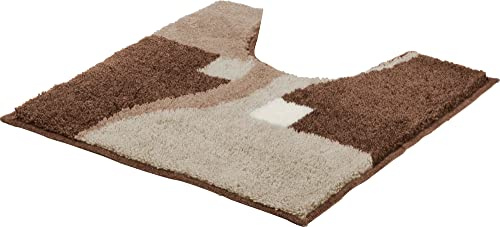 Erwin Müller WC-Umrandung Athen rutschhemmend braun Größe 50x50 cm - kuscheliger Hochflor, für Fußbodenheizung geeignet