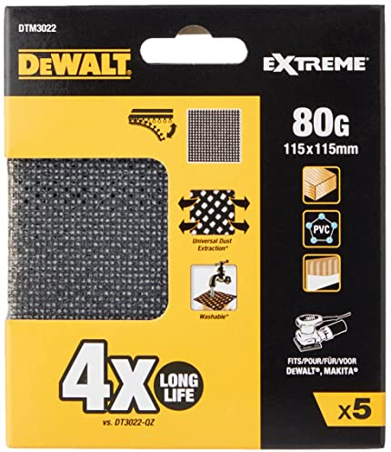 Dewalt DTM3022QZ 80 Grit 1/4 Sanding Sheets (Pack of 5),One Size