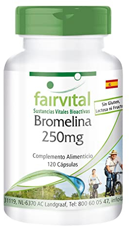 fairvital Bromelain Kapseln 250mg, 120 DRCaps™, schluckfreundlich, HOCHDOSIERT, 1000mg pro Tagesdosis, VEGAN, 600 F.I.P., Ananasenzym