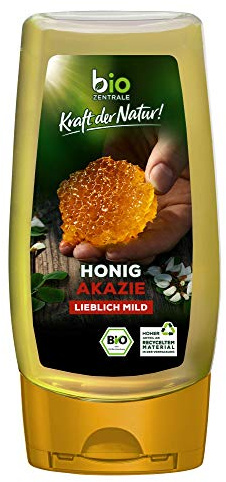 biozentrale Bio Akazienhonig | 350 g Bio Honig aus weißen Blüten der Akazie| Ideal als Brotaufstrich Bio & Honig für Tee | Wabenhonig Alternative