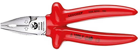 GEDORE Kraft-Kombinationszange mit Tauchisolierung 180 mm, 1 Stück, VDE 8250-180
