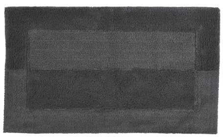 Kleine Wolke Badteppich Havanna Schiefer 60 x 100 cm | OEKO-TEX zertifiziert, für Fußbodenheizung, bei 60° C waschbar, 100% Baumwolle