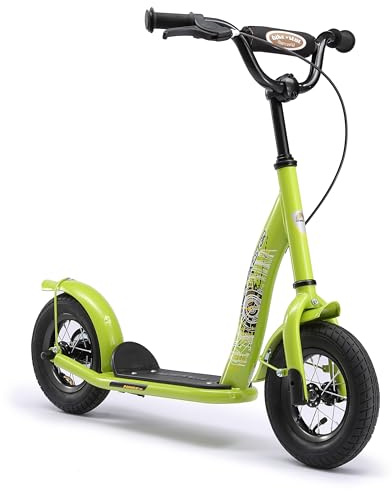 BIKESTAR Roller Kinderroller Tretroller Kickscooter mit Luftreifen für Jungen und Mädchen ab 4-5 Jahre ★ 10 Zoll Classic Kinder Scooter ★ Grün