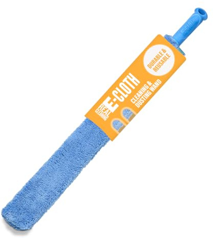 E-Cloth Cleaning & Dusting Microfibre Wand, Great for Cleaning and Dusting Surfaces, Washable and Reusable, 100 Wash Promise, Blue, 1 Pack