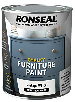 Ronseal RSLCFPVW750 750 ml Chalky Furniture Paint - Vintage White