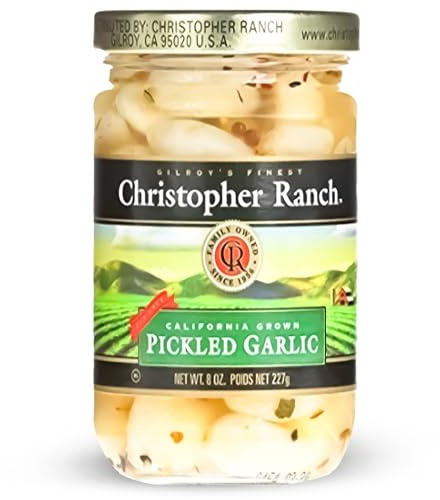 Christopher Ranch Pickled Garlic Cloves in a Jar | 100% California-Grown Fresh Garlic | Peeled and Pickled for Convenience | Ideal for Cooking, Snacking & Pickled Vegetables Lovers | 8 oz (Pack of 1)